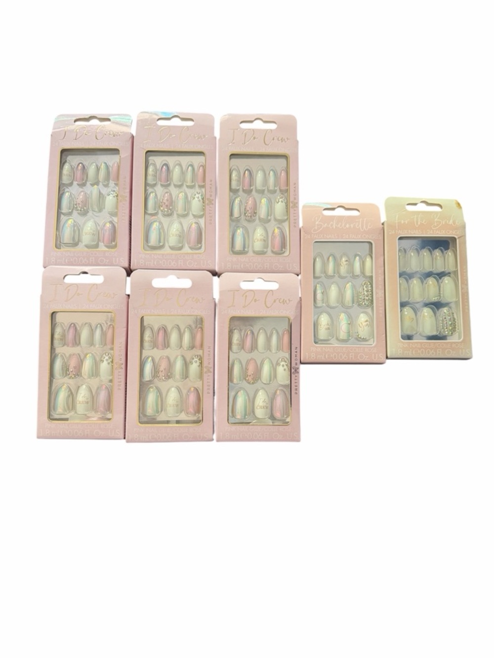 I Do Crew Wedding Bachelorette Shower Nails 6 Bridesmaid & 2 Bride Nail Sets
